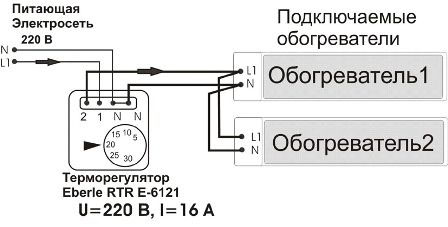 Схема подключения терморегулятора Eberle RTR-6163